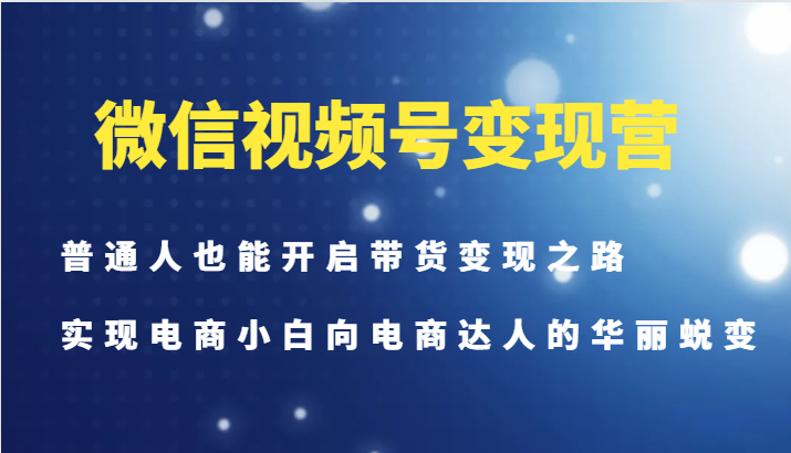 微信视频号变现营-普通人也能开启带货变现之路，实现电商小白向电商达人的华丽蜕变 - 小毅网创-小毅网创