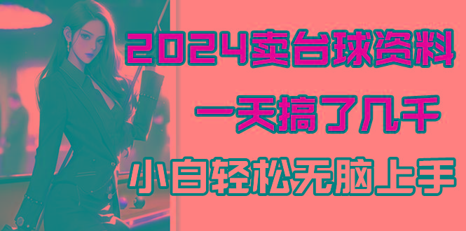 2024卖台球资料，一天搞了几千，小白轻松无脑上手 - 小毅网创-小毅网创