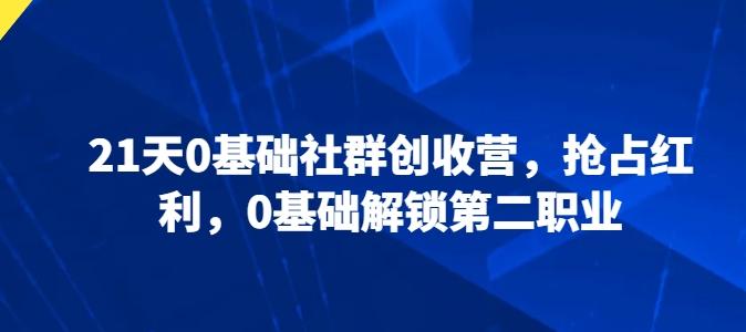 21天0基础社群创收营，抢占红利，0基础解锁第二职业 - 小毅网创-小毅网创