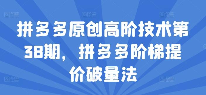 拼多多原创高阶技术第38期，拼多多阶梯提价破量法 - 小毅网创-小毅网创