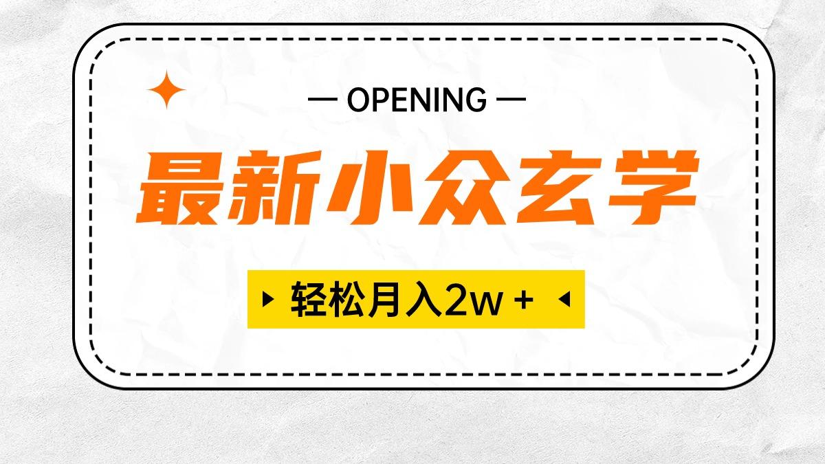 最新小众玄学项目，保底月入2W＋ 无门槛高利润，小白也能轻松掌握 - 小毅网创-小毅网创