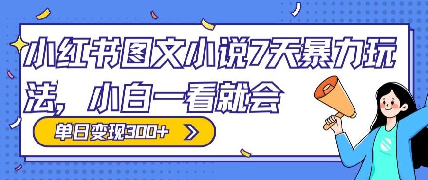 小红书图文小说7天暴力玩法，小白一看就会，单日变现300+ - 小毅网创-小毅网创