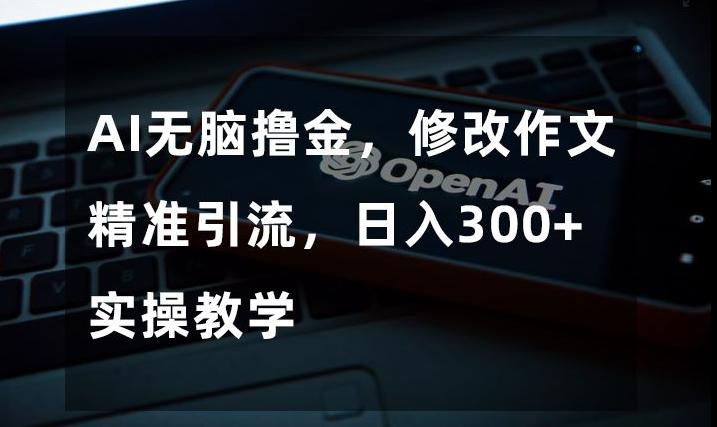 AI无脑撸金，修改作文精准引流，日入300+，实操教学【揭秘】 - 小毅网创-小毅网创