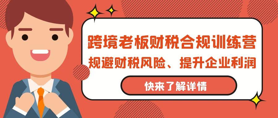 (9838期)跨境老板-财税合规训练营，规避财税风险、提升企业利润 - 小毅网创-小毅网创