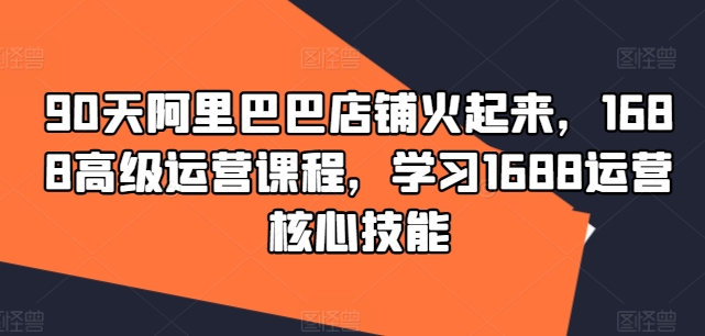 90天阿里巴巴店铺火起来，1688高级运营课程，学习1688运营核心技能 - 小毅网创-小毅网创