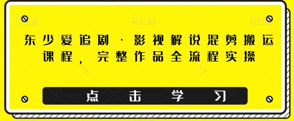 东少爱追剧·影视解说混剪搬运课程，完整作品全流程实操 - 小毅网创-小毅网创