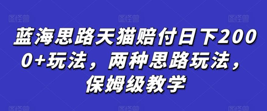 蓝海思路天猫赔付日下2000+玩法，两种思路玩法，保姆级教学【仅揭秘】 - 小毅网创-小毅网创