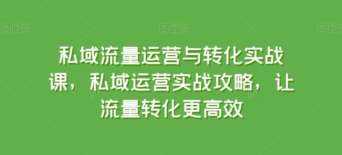 私域流量运营与转化实战课，私域运营实战攻略，让流量转化更高效 - 小毅网创-小毅网创