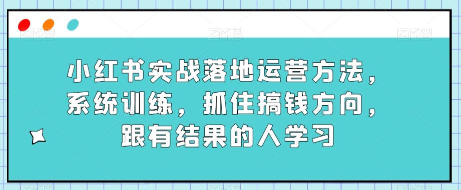小红书实战落地运营方法，系统训练，抓住搞钱方向，跟有结果的人学习 - 小毅网创-小毅网创