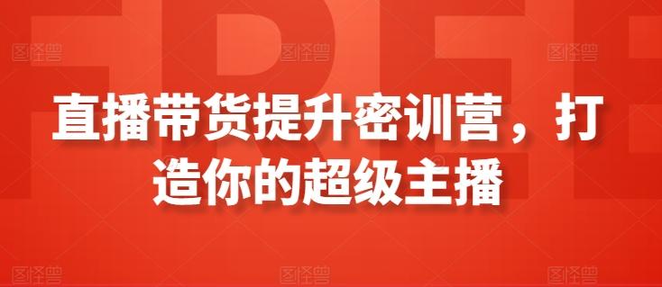 直播带货提升密训营，打造你的超级主播 - 小毅网创-小毅网创