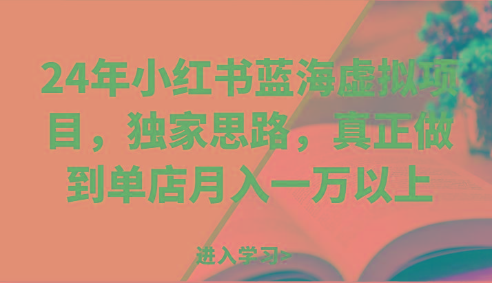 24年小红书蓝海虚拟项目，独家思路，真正做到单店月入一万以上。 - 小毅网创-小毅网创