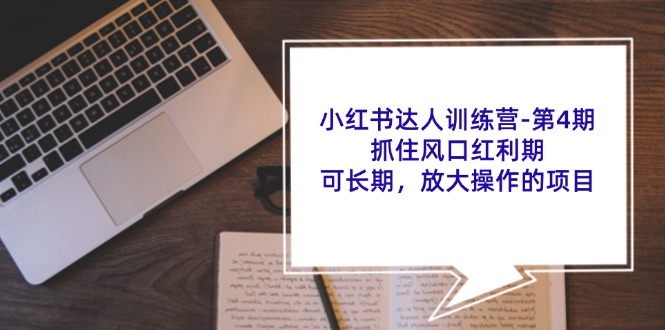 小红书达人训练营第4期：抓住风口红利期，可长期，放大操作的项目 - 小毅网创-小毅网创