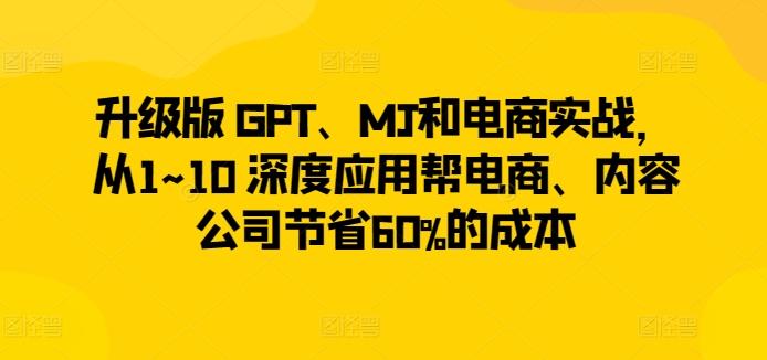 升级版 GPT、MJ和电商实战，从1~10 深度应用帮电商、内容公司节省60%的成本 - 小毅网创-小毅网创