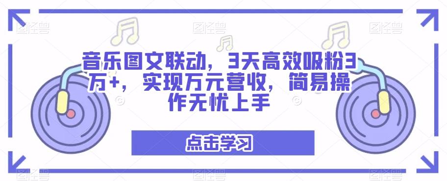 音乐图文联动，3天高效吸粉3万+，实现万元营收，简易操作无忧上手 - 小毅网创-小毅网创