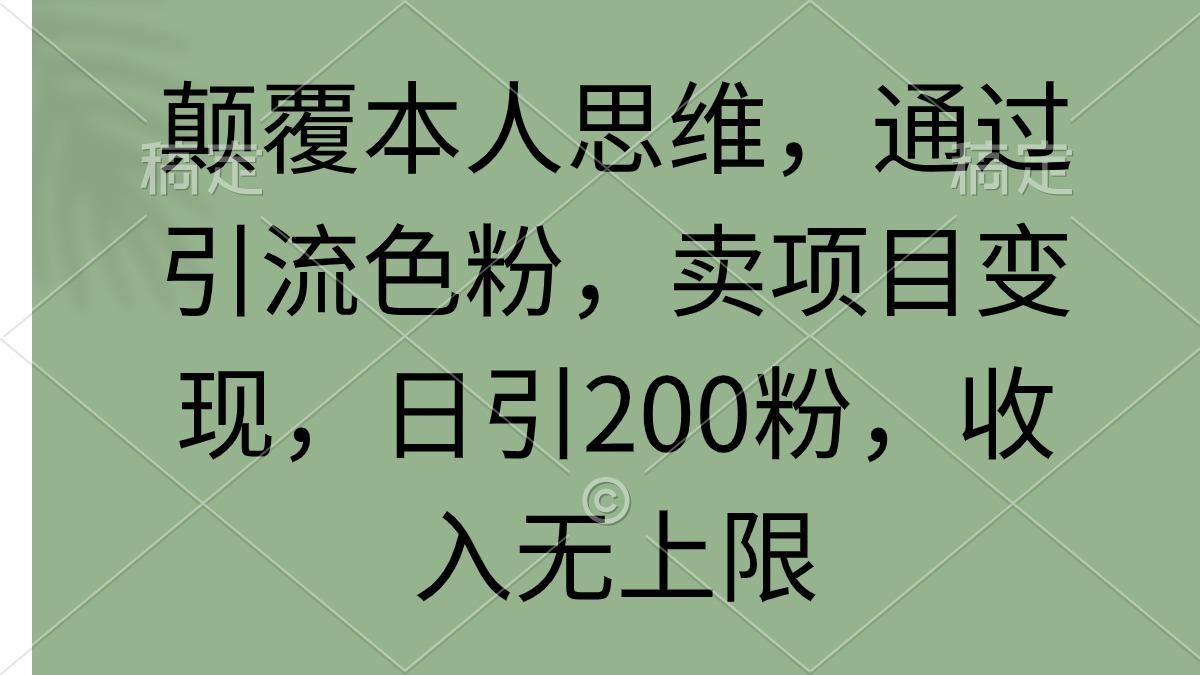 (9523期)颠覆本人思维，通过引流色粉，卖项目变现，日引200粉，收入无上限 - 小毅网创-小毅网创