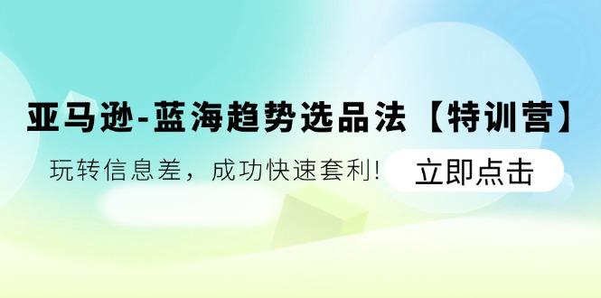 亚马逊-蓝海趋势选品法【特训营】：玩转信息差，成功快速套利! - 小毅网创-小毅网创