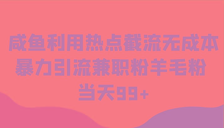咸鱼利用热点截流无成本暴力引流兼职粉羊毛粉 当天99+ - 小毅网创-小毅网创