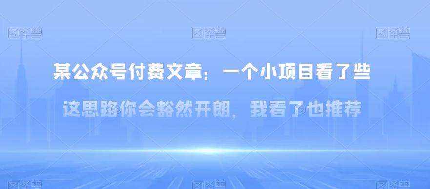 某公众号付费文章：一‮小个‬项目看了‮些这‬思‮你路‬会‮然豁‬开朗，我‮了看‬也推荐 - 小毅网创-小毅网创
