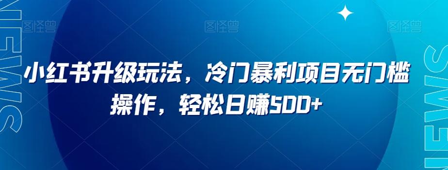 小红书升级玩法，冷门暴利项目无门槛操作，轻松日赚500+【揭秘】 - 小毅网创-小毅网创