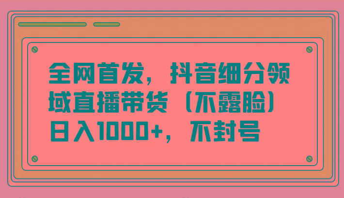 全网首发，抖音细分领域直播带货(不露脸)项目，日入1000+，不封号 - 小毅网创-小毅网创