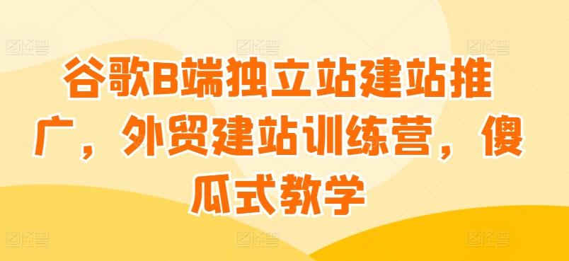 谷歌B端独立站建站推广，外贸建站训练营，傻瓜式教学 - 小毅网创-小毅网创