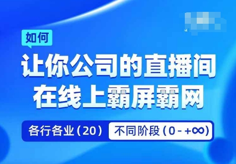 企业矩阵直播霸屏实操课，让你公司的直播间在线上霸屏霸网 - 小毅网创-小毅网创