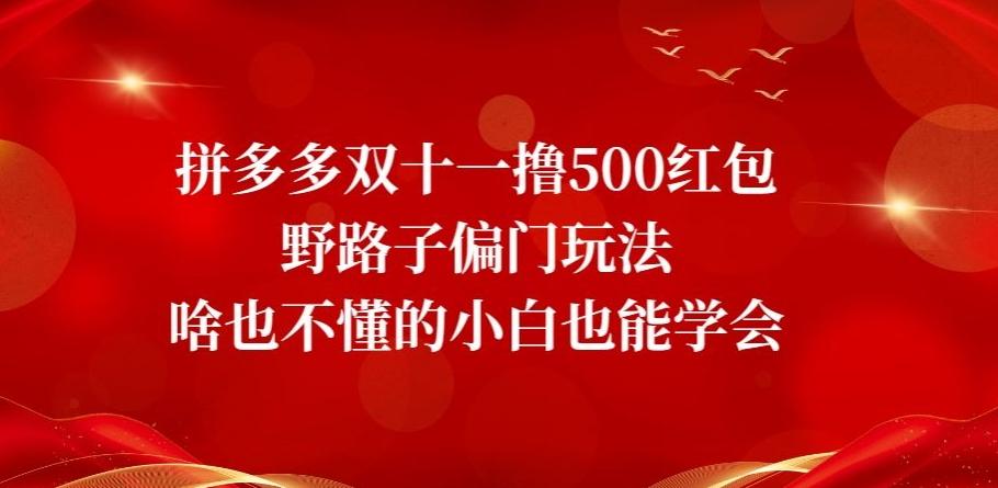 拼多多双十一撸500红包野路子偏门玩法，啥也不懂的小白也能学会【揭秘】 - 小毅网创-小毅网创