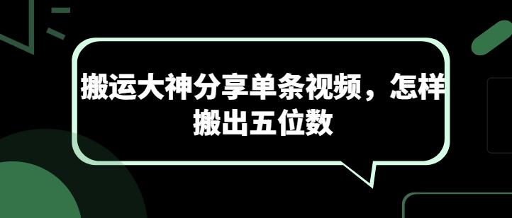 搬运大神分享单条视频，怎样搬出五位数 - 小毅网创-小毅网创