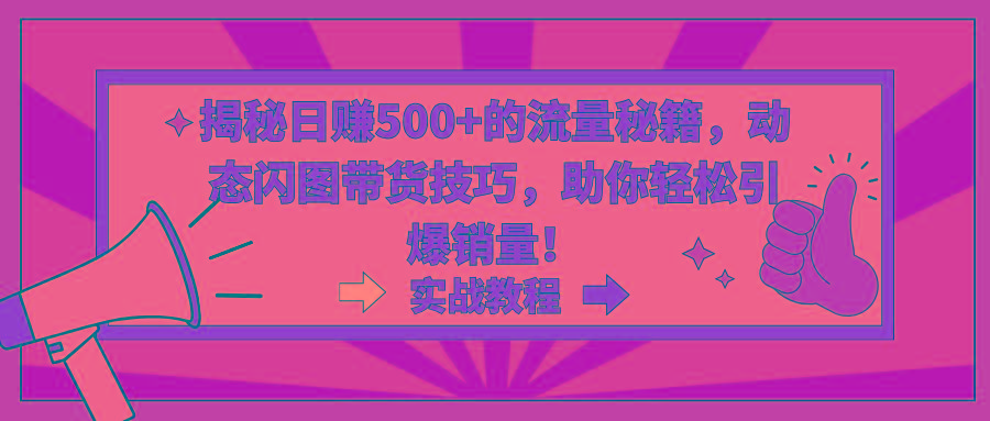 揭秘日赚500+的流量秘籍，动态闪图带货技巧，助你轻松引爆销量！ - 小毅网创-小毅网创