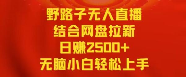 野路子无人直播结合网盘拉新，日赚2500+，小白无脑轻松上手【揭秘】 - 小毅网创-小毅网创